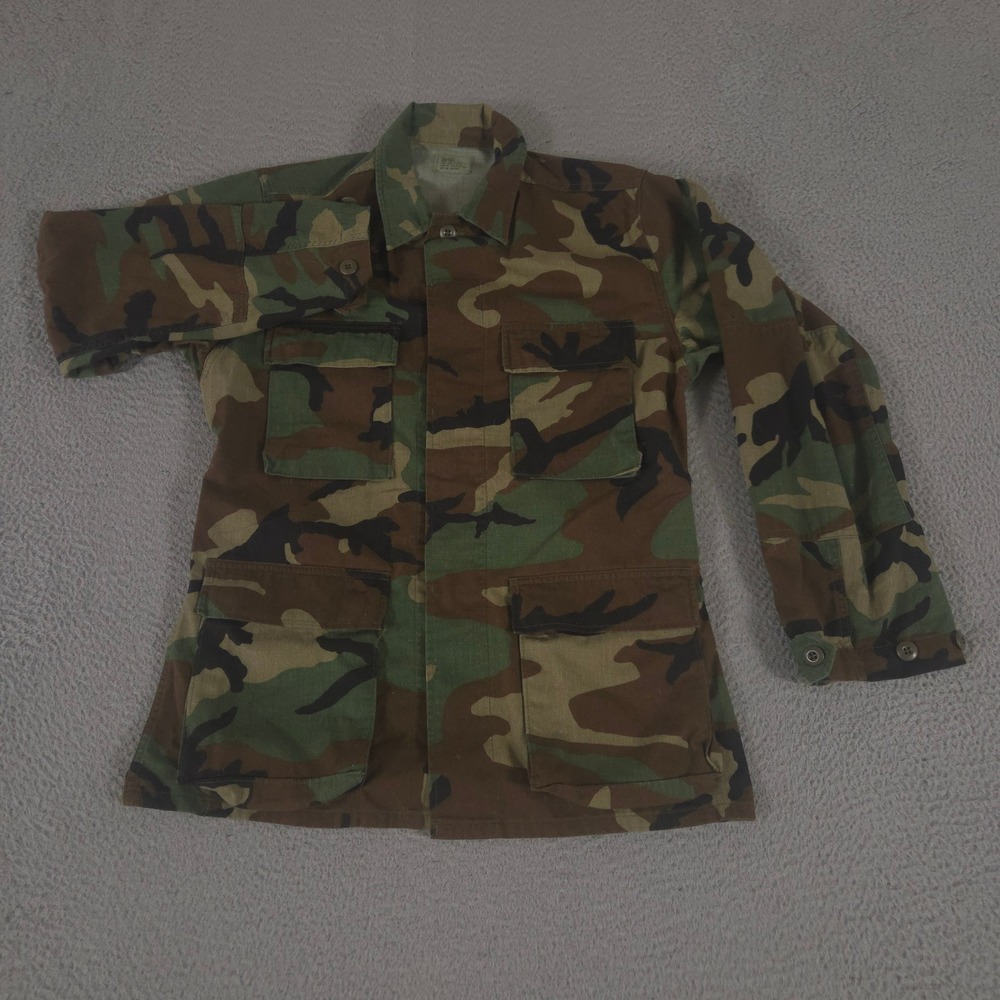VINTAGE UNICOR Jacket Mens Small Green Woodland Camo Combat Field Coat 80s 90s